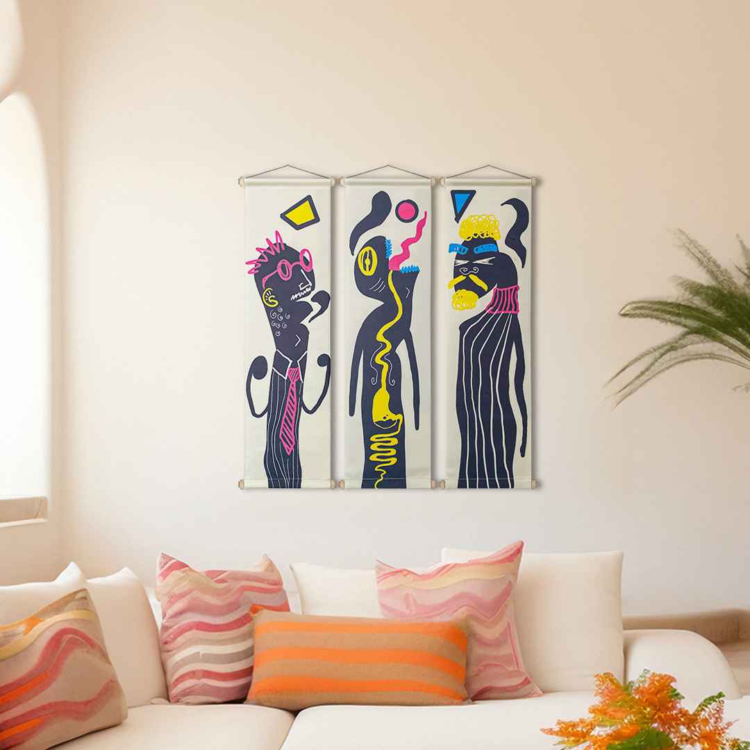 Jazz Trio Fabric Poster Set, Wall Decoration